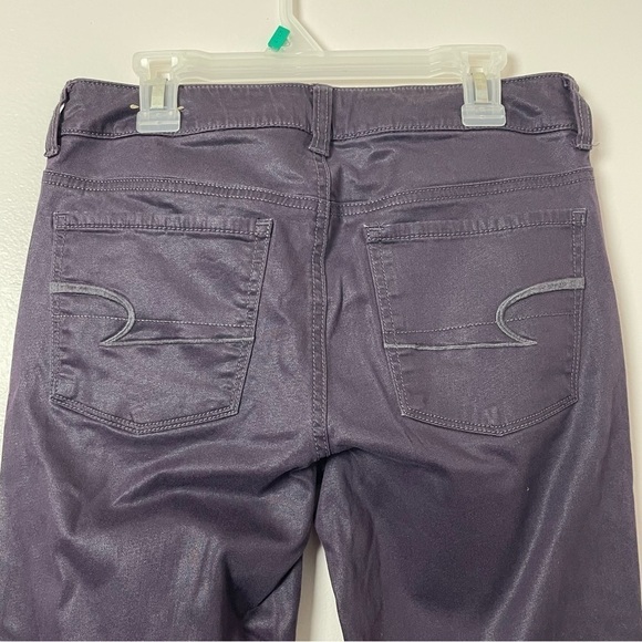 American Eagle High Rise Jegging | Size 2 | Plum | Stretch Glossy Denim - Picture 4 of 11